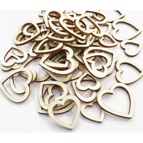 100 pcs laser cutting love shape wood chip environmental protection wood crafts wedding decoration