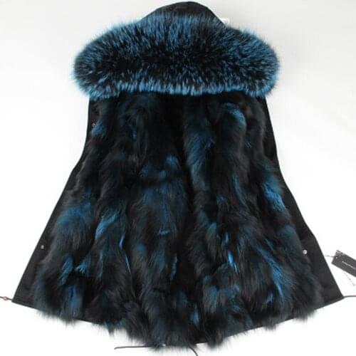 2020 Fashion Army Green Parka Coats Winter Jacket Women Real Large Raccoon Fur Collar Fox Fur Lining Hooded Outwear Free DHL