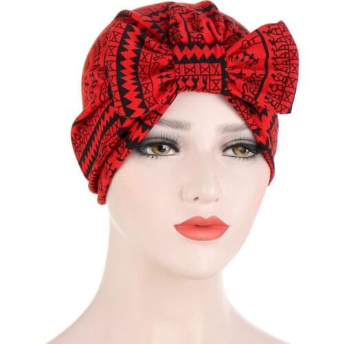 2021 High Quality Fashion Elegant New Printing Removable Bow Cashew Muslim Baotou Turban Hat India