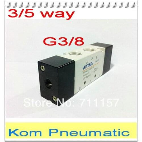 3/8" BSP 5 Port 3 Position Double Head Solenoid Air Valve Inner Piloted Acting 4A330C-10 5/3