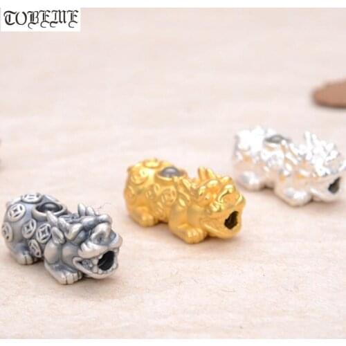 3D 100% 999 Silver Pixiu Beads Real Pure Silver Lucky Animal Beads Fengshui Wealth Pixiu Beads Good for wealth Jewelry Findings