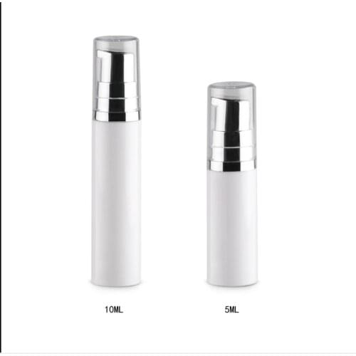 50 x 5ML 10ML Mini Empty Refillable Airless Pump Bottle 1/3oz Portable Cosmetic Container Best as Makeup Foundations and Serums