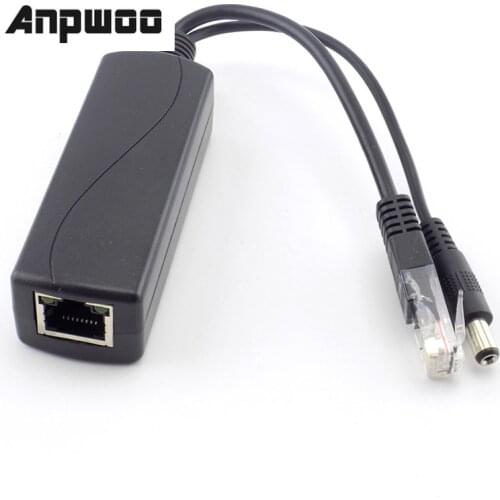 ANPWOO 48V to 12V POE Splitter Connector Poe Power Adapter injector Switch for IP Camera Wifi Injector Cable Wall US/EU Plug