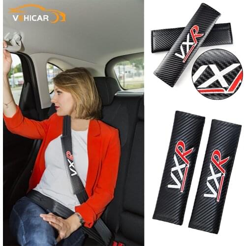 VEHICAR 2PCS Carbon Fiber Car Seat Belt Cover Safety Belt Pads Protection For VXR Car Styling Accessories