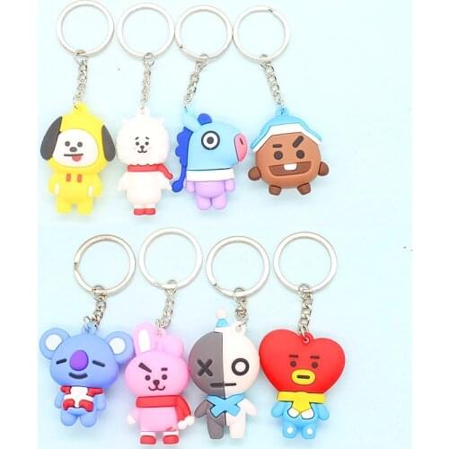 FREE SHIPPING BY DHL 100pcs/lot New Cute Animals Keychains Rabbit Sheep Dog Keyrings Kids Gifts