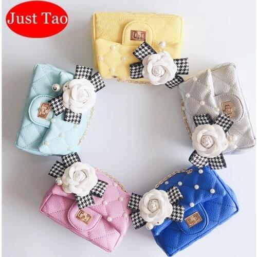 DHL Free Shipping Just Tao Childrens Flower Pearl shoulder bags Girls Mini messenger bag Kid leather coin purse new Bags JTD017