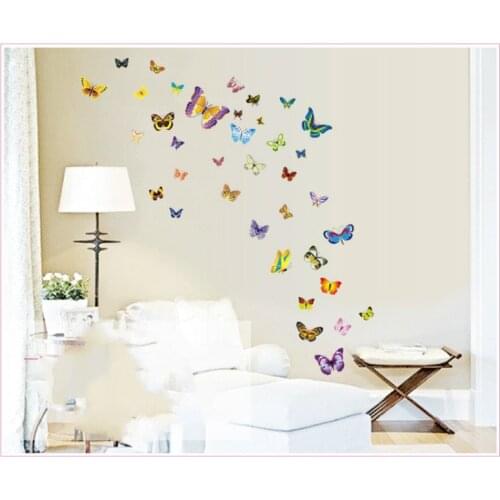 Free Shipping DIY Butterfly Art Wall Stickers home decor Living Room TV/Sofa Background PVC Removable