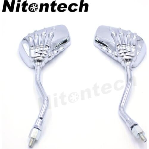 Motorcycle Side Mirrors Universal Motorcycle Rearview Mirrors Plastic Skull Skeleton Hand Set Of 2