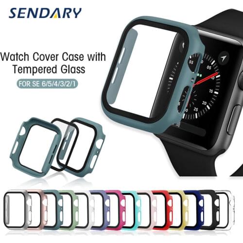 Watch Cover Case for Apple Watch SE 6/5/4/3/2/1 38MM 40MM Protective PC Case with Tempered Glass Film Hard Case 42MM 44MM