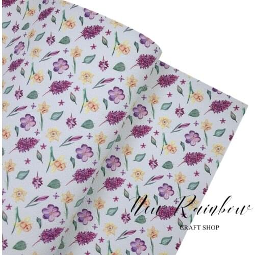 New Rainbow 30x138cm/Roll Pre-order Spring Flower 1.0mm Soft Litchi Leatherette Yard For Hair Bows, Accessories, DIY Crafts