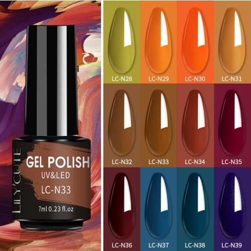 LILYCUTE 7ml Gel Nail Polish Autumn Color Gel Semi Permanent Base Top Coat Soak Off UV LED Nail Art Gel Nail Polish DIY For Nail
