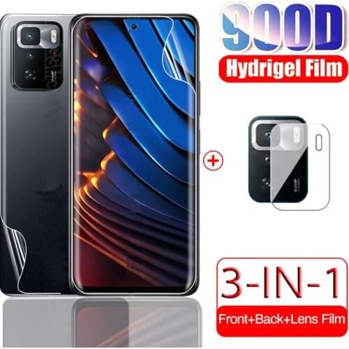 Full cover hydrogel film for xiaomi poko poco pocox3 x3 gt x3gt 6.6" 2021 hd front back screen protectors camera film not glass