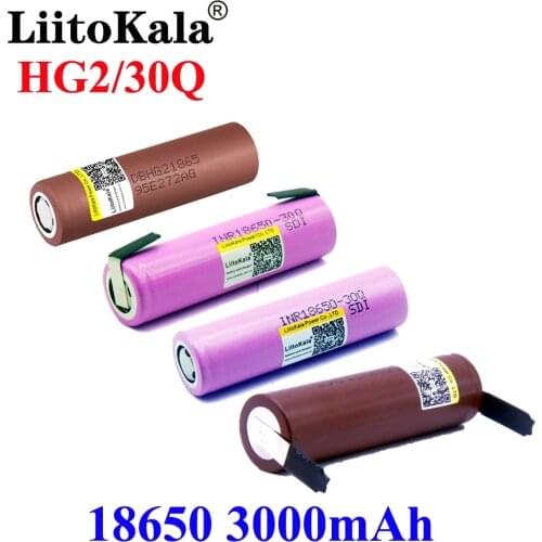 Hot LiitoKala HG2 30Q 18650 3000mah 3.7V High discharge 18650 Battery 30A Rechargeable High Drain Battery or Box Mod flashlight