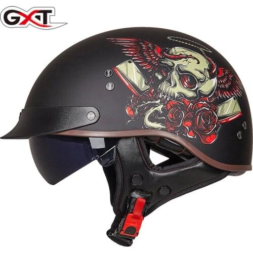 GXT Retro Motorcycle Helmet Vintage Moto Helmet Open Face Scooter Biker Motorbike Racing riding Helmet DOT Approved