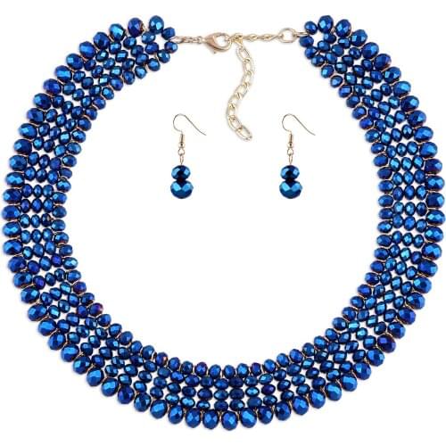 HAHA&TOTO Colorful Crystal Beads Stranded Handmade Choker Necklace for Women or Girls Fashion Statement Necklaces Trendy Jewelry