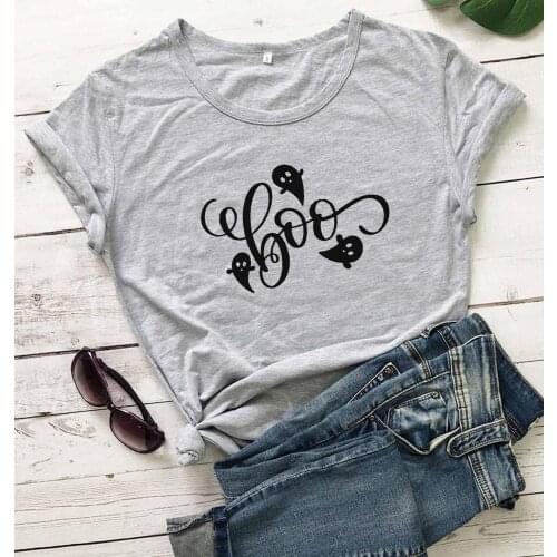 Halloween boo horror graphic ghost women fashion hipster quote young girl gift t shirt party street tees cute gift tops O077