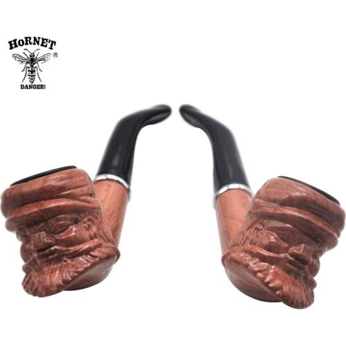 HORNET Collectible Durable Handmade Wooden Wood Tobacco Pipe Metal Bowl Wood Smoking Pipes Tobacco Cigarettes Cigar Pipes Holder