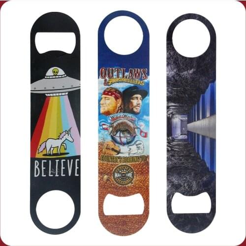 Custom brand gift personalized full color beer bottle openers bar blade LOGO