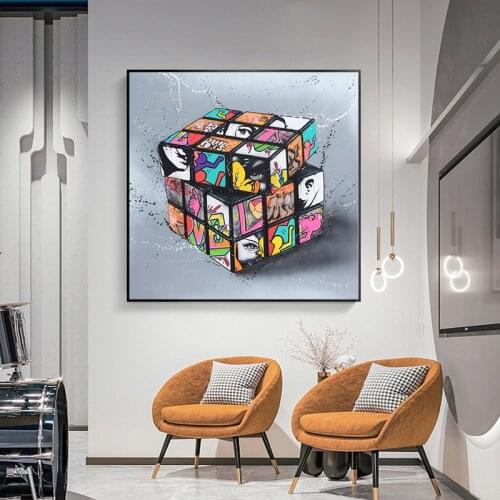 Street Graffiti Art Canvas Painting on The Wall Posters Prints Magic Blocks Wall Art Picture for Living Room Cuadros Home Decor