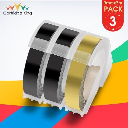 3PCS for Dymo Embossing 3D Labeling Tapes 9mm Black Gold for DYMO 12965 1880 1540 1595GY Label Maker DIY Label Printer Ribbon