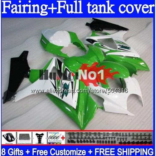 +Tank Kit For SUZUKI GSX-R1000 GSXR 1000 1000CC CC White Green 69MC.66 GSXR-1000 GSX R1000 GSXR1000 K7 07 08 2007 2008 Fairing