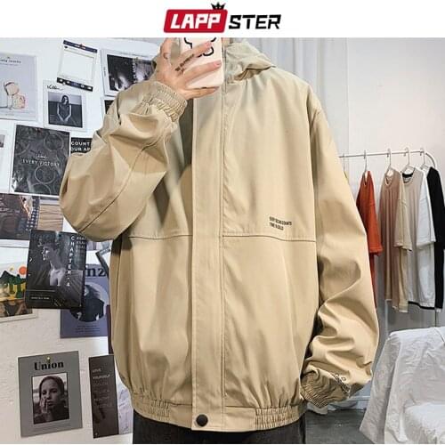 LAPPSTER Men Harajuku Bomber Jacket 2020 Mens Streetwear Harajuku Hooded Jacket Fashoins Male Korean Fashions Windbreaker 5XL