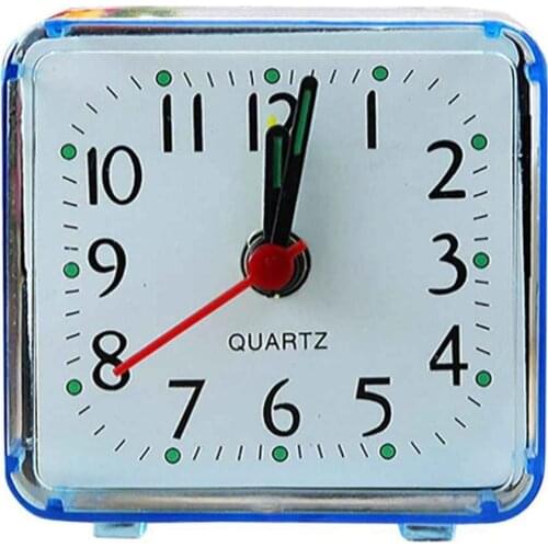 2 Pieces Square Small Bed Alarm Clock Transparent Case Compact Travel Clock Mini Children Student Desk Watch