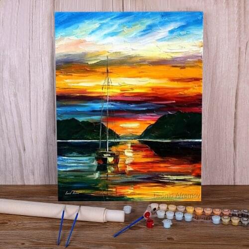 Yacht Boat DIY Painting By Numbers Package Oil Paints 40*50 Oil Painting Paintings For Adults For Drawing Handiwork Art