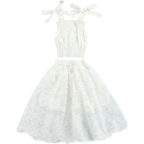 New Summer Clothing 2-7 Years Baby Lace Camisole + Skirt Floral Pattern Adjustable Shoulder Strap Sweet Style Skin-Friendly