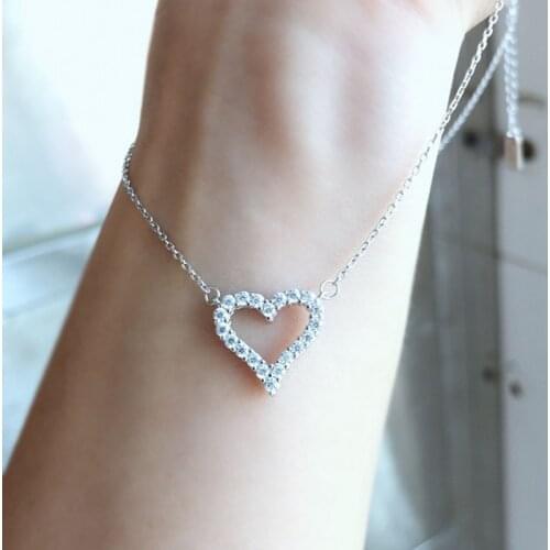 Huitan Fresh Style Hollow Out Heart-shaped Pendant Necklace for Women Fashion Versatile Wedding Trend Female Jewelry Wholesale