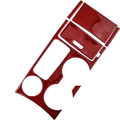 1 Set LHD Console Gear Shift Box Panel Covers Trims Red Carbon Fiber Fit for Ford Explorer 2013 2014 2015 2016 2017 2018 2019