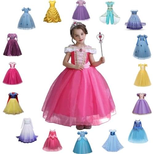 Girls Sleeping Beauty Dress Kids Halloween Cosplay Princess Costume Children Beauty and the Beast Snow White Fancy Dress Up