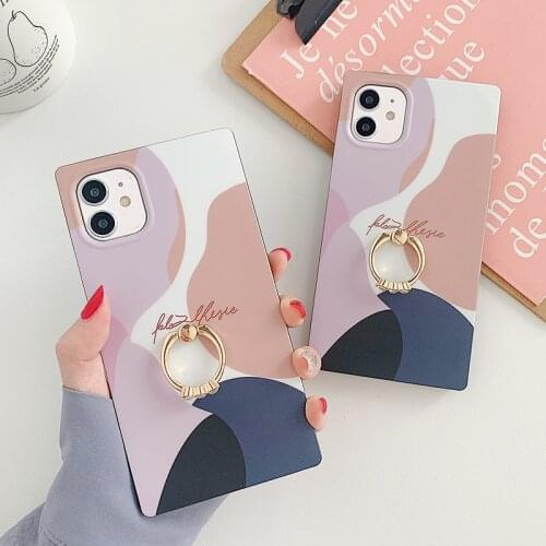 Abstract Artistic Geometric Phone Case For iPhone 12 11 Pro Max XR XS Max 7 8 Plus X 11 Soft IMD Full Body Shockproof Back Cover