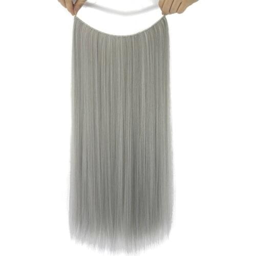 Silky Straight Synthetic Hair Extensions High Temperature Fiber Women 24" Halo Invisible Hair Pieces Fish Wire Long