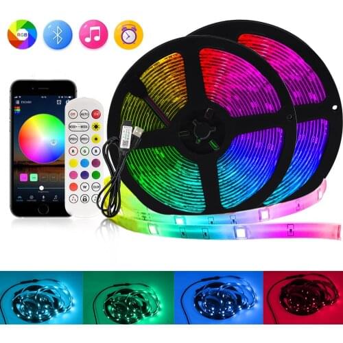 DC 5V USB RGB LED Strip Lights 5050 SMD Flexible Tape Diode Bluetooth Control 24Key IR Remote Ribbon Light Lamp