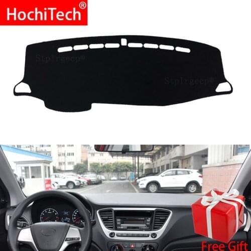 Car Dashboard Avoid Light Pad Instrument Platform Desk Cover Mats Carpets for Hyundai Solaris Accent 2017-2020 HC