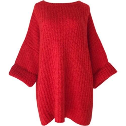 Big Size Autumn Winter Knitted Sweaters Casual Batwing sleeve Pullover Oversize Female Knitted Sweater loose O-neck Sweater D840