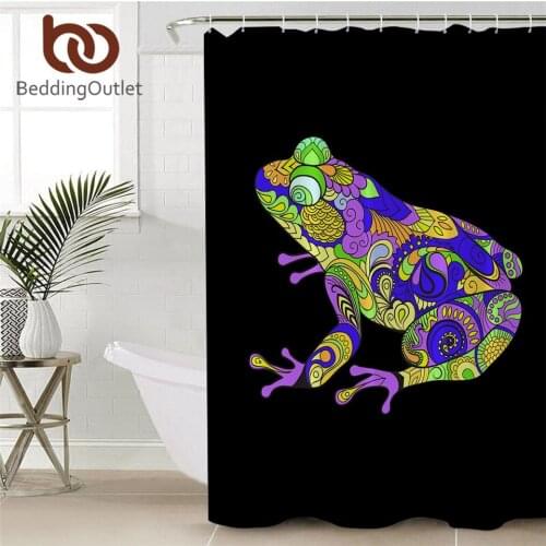 BeddingOutlet Frog Shower Curtain Animal Waterproof Polyester Bath Curtain Paisley Purple Green Bathroom Decorations W150xH180