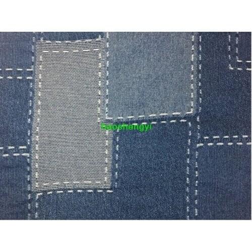 Jacquard denim washed clothing fabric, pants skirt fashion patch jacquard fabric
