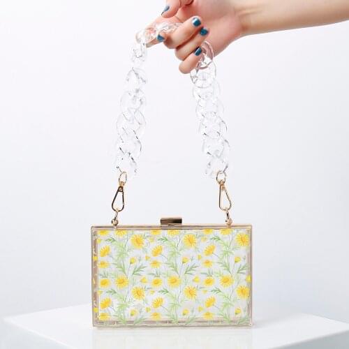Womens Top Handle Bags Purses And Handbags 2021 Summer Fashion Mini Shoulder Bag Transparent Flower Handbags Small Fresh Style