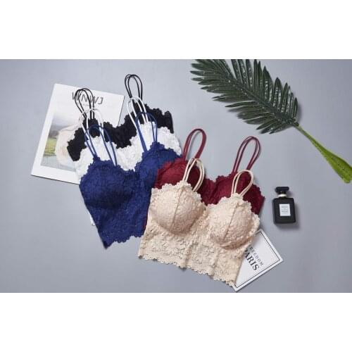 Ladies Lace Anti-empty Tube Top Sunflower V-Neck Sling Underwear Removable Sponge Wrapped Chest Comfortable Wearing