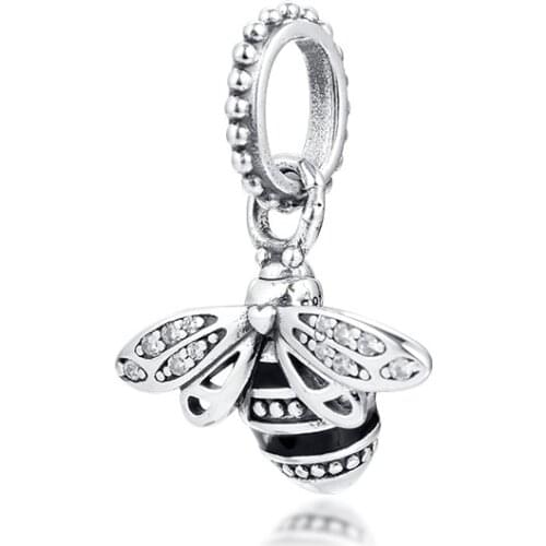 2020 Sparkling Queen Bee Pendant Fits Sterling Silver Jewelry Charms Bracelets For Woman Silver Beads For Jewelry Making