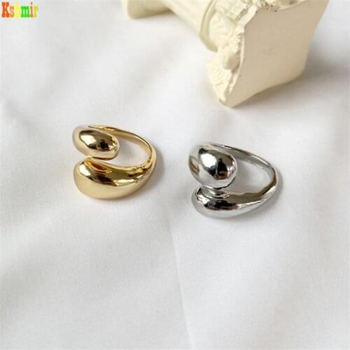 Kshmir French Brick Restoring Ancient Ways Women Ring Golden Ring Metal Jane Smooth Water Mouth Female Cocktail Ring Hyperbole