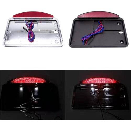 1 Pc Motorcycle Black/Silver Aluminum License Plate Holder LED Tail Brake Light Horizontal Side Frame Bracket For Harley Chopper