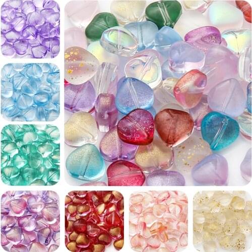 10PC 8mm Multi Gradient Color Heart Beads Czech Glass Loose Spacer Beads for Jewelry Making Hairpin Handmade Diy Accessories