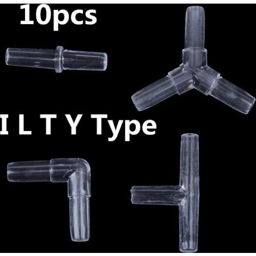 10pcs I L T Y Type Hose Equal Tee Transparent Acrylic Hose Water Pipe Connectors Aquarium Pipe