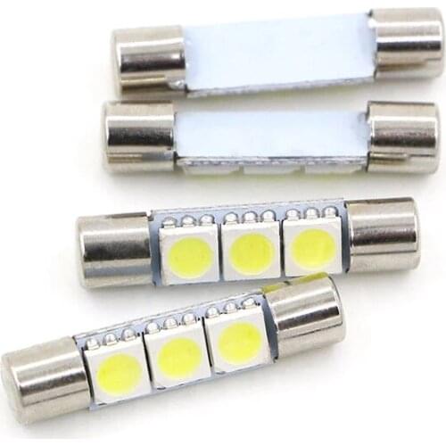 4PCS Car Reading Lamp Flat Head 29MM Vanity Mirror Lamp Interior Lamp 3 Lamp 5050 12V