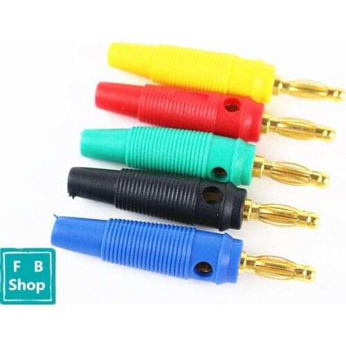 5pcs High quality gold plated 4mm lantern banana plug banana plug high elastic non welding antiskid soft rubber banana head