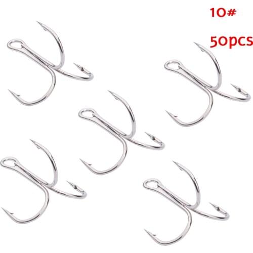 50Pcs /box Fish Hooks Stainless Steel Fishing Treble Hook Black Sharp Triple Hooks 2/4/6/8/10# Sanben Hookluya Special Fish Hook