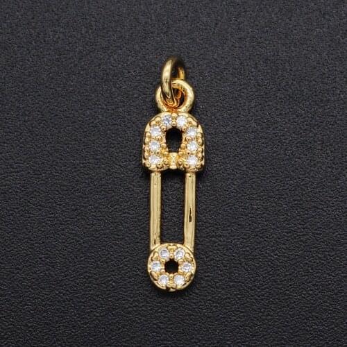 5x18mm CZ Zircon DIY Jewelry Safety Pin Charm Pendant Wholesale Bracelet Making Charm Fashion Jewellery Pendants